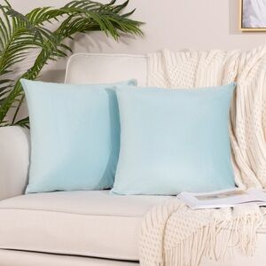 LIGHT BLUE VELVET Euro Shams COUCH or BED-Set of 2